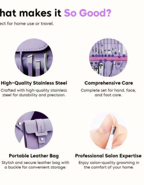 16 Piece Manicure Set - Professional Grooming Kit for Nails, Cuticles & Personal Care