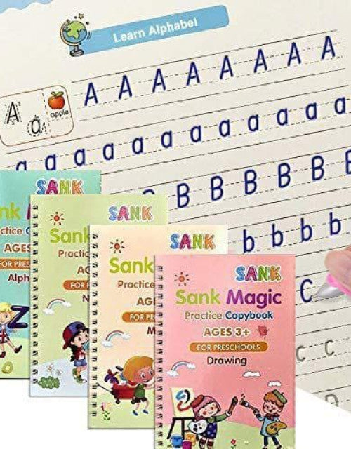 🔷Original SANK MAGIC BOOK 10 REFILL 1 pen GRIP 🌈   /  KIDS learning BOOK /shank magic book, Sank magic practice book ( 4 book + 10 refill + 1 pen + 1 grip)