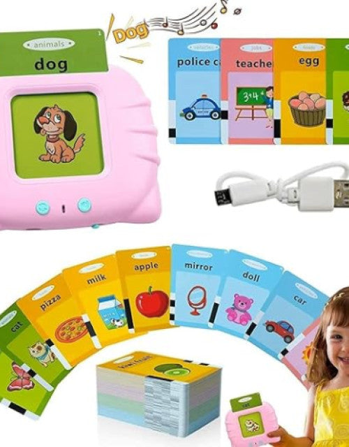 Talking Flash Card Learning Toy – 224 Words & Sounds (USB, Pink)